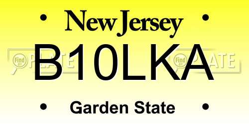 B10LKA New Jersey License Plate