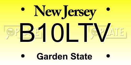 B10LTV New Jersey License Plate