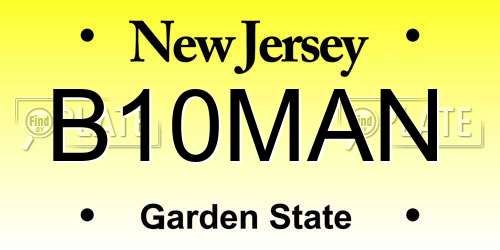 B10MAN New Jersey License Plate