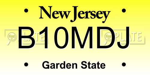 B10MDJ New Jersey License Plate