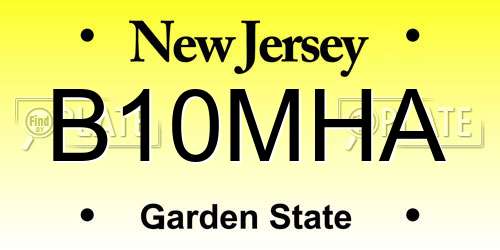 B10MHA New Jersey License Plate
