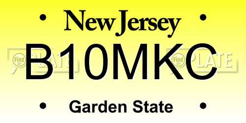 B10MKC New Jersey License Plate