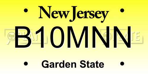 B10MNN New Jersey License Plate