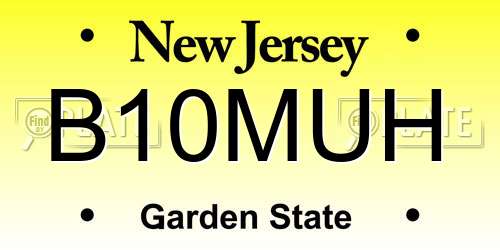 B10MUH New Jersey License Plate