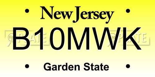 B10MWK New Jersey License Plate