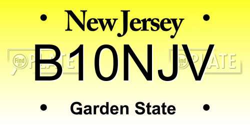 B10NJV New Jersey License Plate