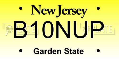 B10NUP New Jersey License Plate