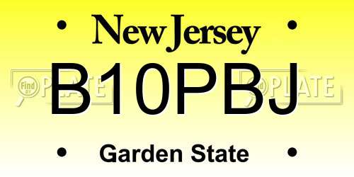 B10PBJ New Jersey License Plate