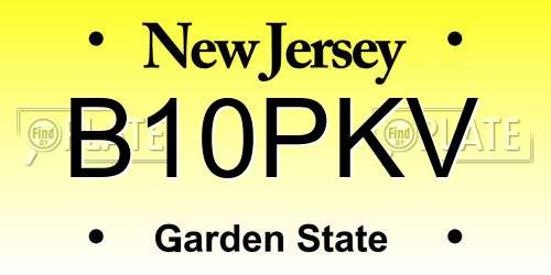 B10PKV New Jersey License Plate