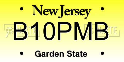 B10PMB New Jersey License Plate