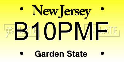 B10PMF New Jersey License Plate