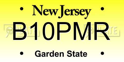 B10PMR New Jersey License Plate