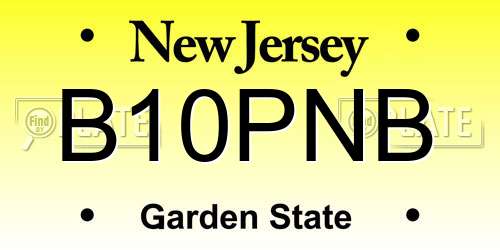 B10PNB New Jersey License Plate