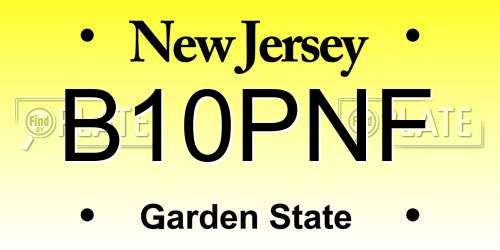 B10PNF New Jersey License Plate