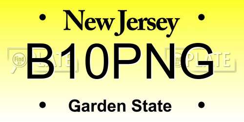 B10PNG New Jersey License Plate