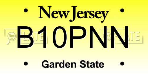 B10PNN New Jersey License Plate