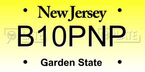 B10PNP New Jersey License Plate