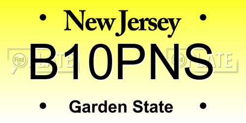 B10PNS New Jersey License Plate