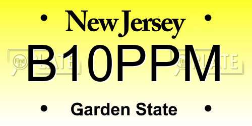 B10PPM New Jersey License Plate
