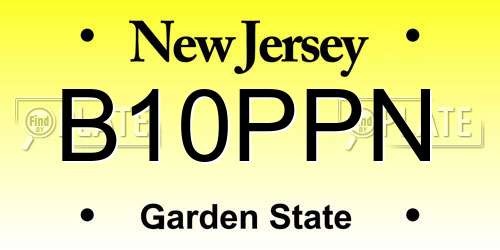 B10PPN New Jersey License Plate