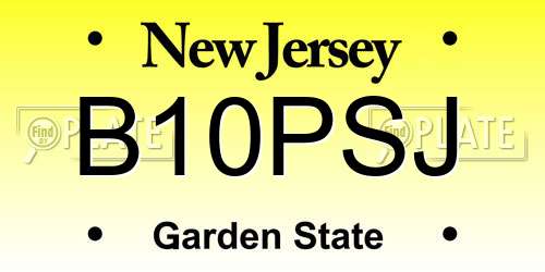 B10PSJ New Jersey License Plate