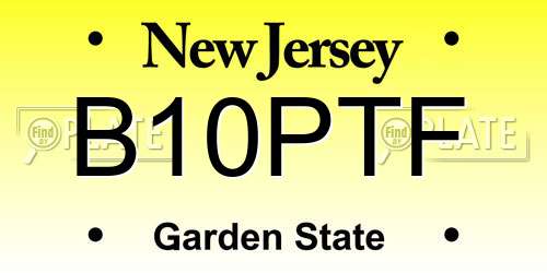 B10PTF New Jersey License Plate