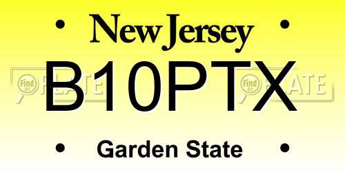 B10PTX New Jersey License Plate