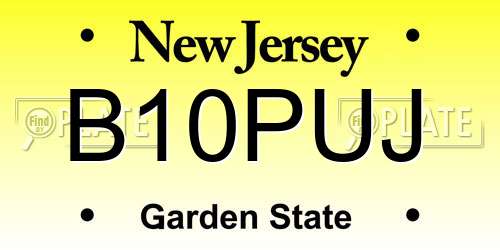 B10PUJ New Jersey License Plate