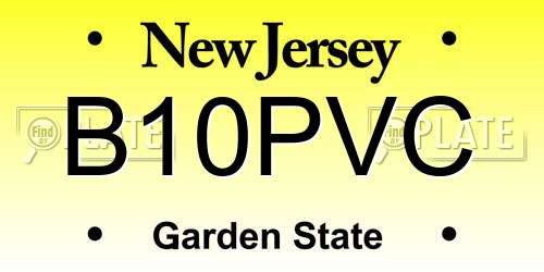 B10PVC New Jersey License Plate