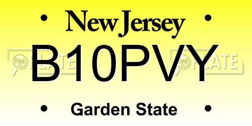 B10PVY New Jersey License Plate