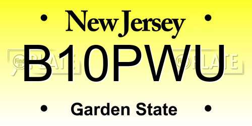 B10PWU New Jersey License Plate