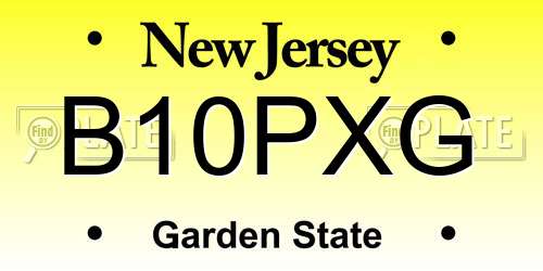B10PXG New Jersey License Plate