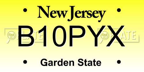 B10PYX New Jersey License Plate