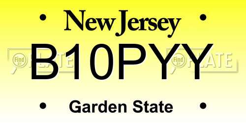 B10PYY New Jersey License Plate