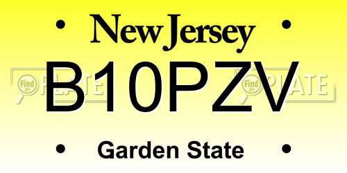B10PZV New Jersey License Plate