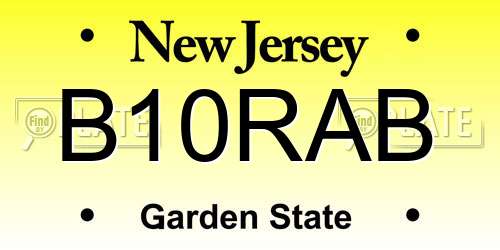 B10RAB New Jersey License Plate