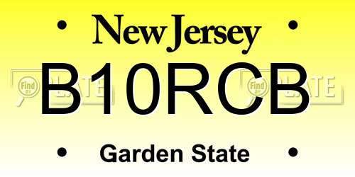B10RCB New Jersey License Plate