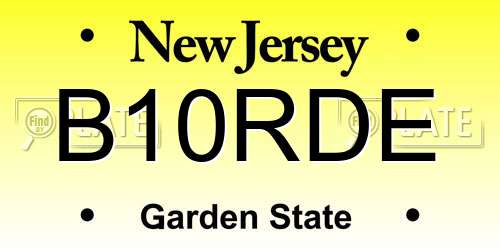 B10RDE New Jersey License Plate