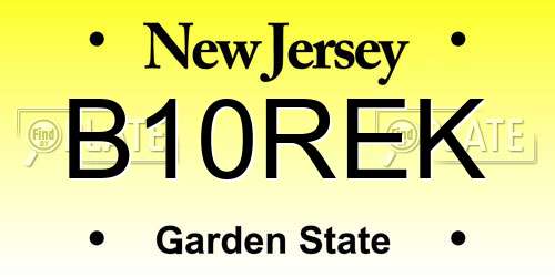 B10REK New Jersey License Plate
