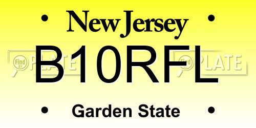 B10RFL New Jersey License Plate