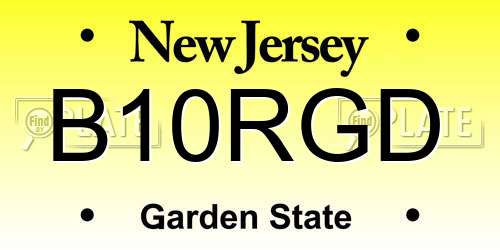 B10RGD New Jersey License Plate