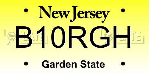 B10RGH New Jersey License Plate