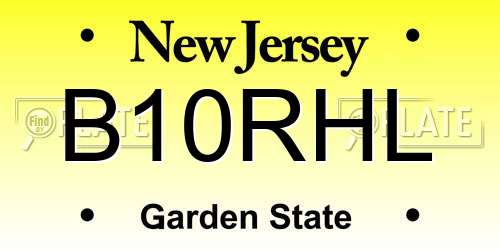 B10RHL New Jersey License Plate