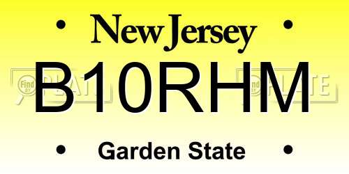B10RHM New Jersey License Plate
