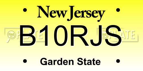 B10RJS New Jersey License Plate