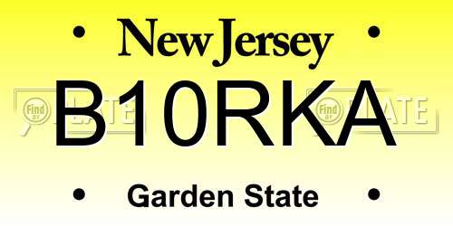 B10RKA New Jersey License Plate
