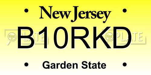 B10RKD New Jersey License Plate