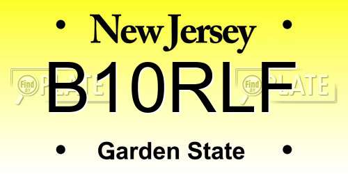 B10RLF New Jersey License Plate