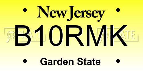 B10RMK New Jersey License Plate