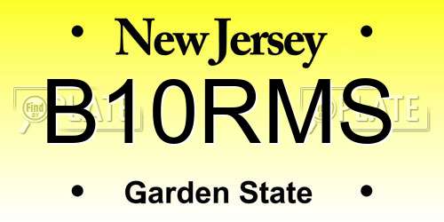 B10RMS New Jersey License Plate
